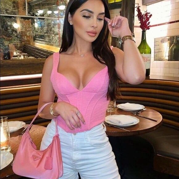 ZARA TEXTURED CORSET TOP Size L - Picture 1 of 5